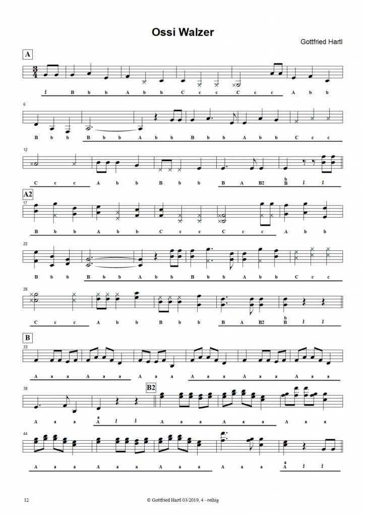 Die Steirische Harmonika im Zusammenspiel 1. Stimmheft Griffschrift Knöpferl