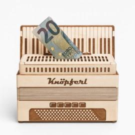 Knöpferl-Spardose aus Holz  - AKKORDEON